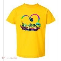 Cute Rainbow Paint Kitten Butterfly Heart Toddler T-Shirt thumb 0