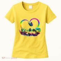 Cute Rainbow Paint Kitten Butterfly Heart Women's T-Shirt thumb 0