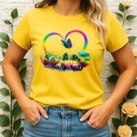 Cute Rainbow Paint Kitten Butterfly Heart Women's T-Shirt thumb 2