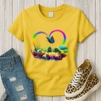Cute Rainbow Paint Kitten Butterfly Heart Women's T-Shirt thumb 3