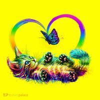Cute Rainbow Paint Kitten Butterfly Heart Women's T-Shirt thumb 6