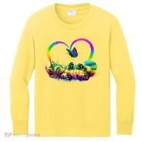 Cute Rainbow Paint Kitten Butterfly Heart Kids Long Sleeve Shirt thumb 0