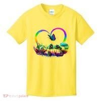 Cute Rainbow Paint Kitten Butterfly Heart Kids T-Shirt thumb 0