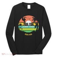Costa Rica Pura Vida Tropical Sloth & Toucan Sunset Souvenir Long Sleeve Shirt thumb 0