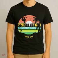 Costa Rica Pura Vida Tropical Sloth & Toucan Sunset Souvenir T-Shirt thumb 3