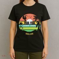 Costa Rica Pura Vida Tropical Sloth & Toucan Sunset Souvenir T-Shirt thumb 4