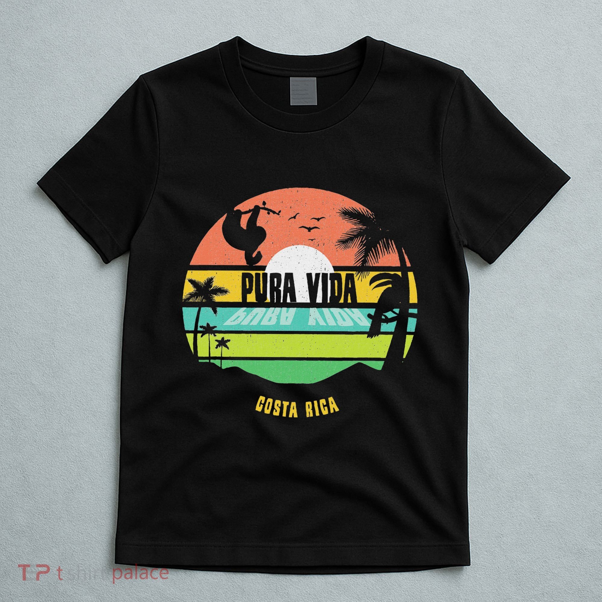 Costa Rica Pura Vida Tropical Sloth & Toucan Sunset Souvenir T-Shirt