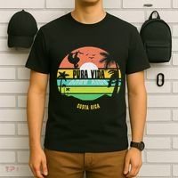 Costa Rica Pura Vida Tropical Sloth & Toucan Sunset Souvenir T-Shirt thumb 6