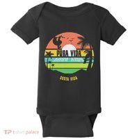 Costa Rica Pura Vida Tropical Sloth & Toucan Sunset Souvenir Baby Bodysuit thumb 0