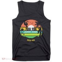 Costa Rica Pura Vida Tropical Sloth & Toucan Sunset Souvenir Tank Top thumb 0