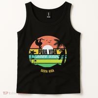 Costa Rica Pura Vida Tropical Sloth & Toucan Sunset Souvenir Tank Top thumb 2