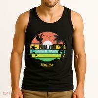 Costa Rica Pura Vida Tropical Sloth & Toucan Sunset Souvenir Tank Top thumb 3
