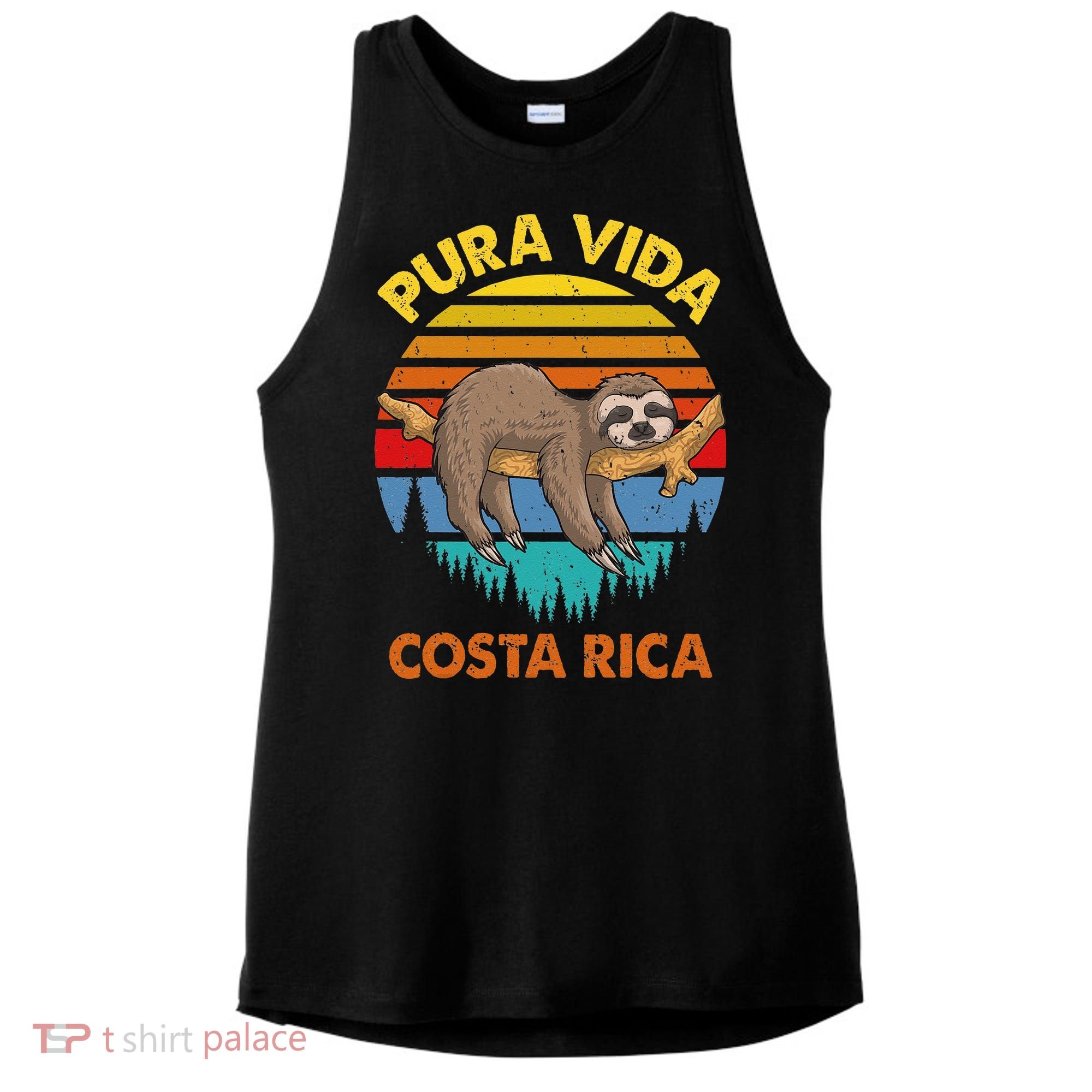Costa Rica Pura Vida Sloth Ladies PosiCharge Tri-Blend Wicking Tank