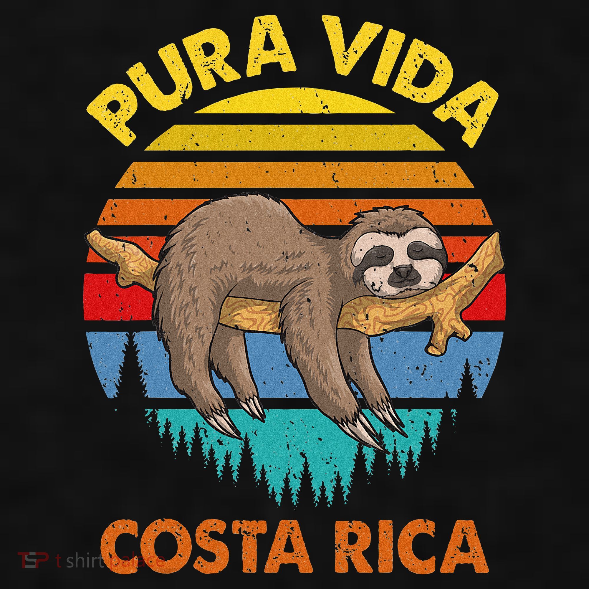 Costa Rica Pura Vida Sloth Ladies PosiCharge Tri-Blend Wicking Tank