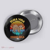 Costa Rica Pura Vida Sloth Button thumb 0