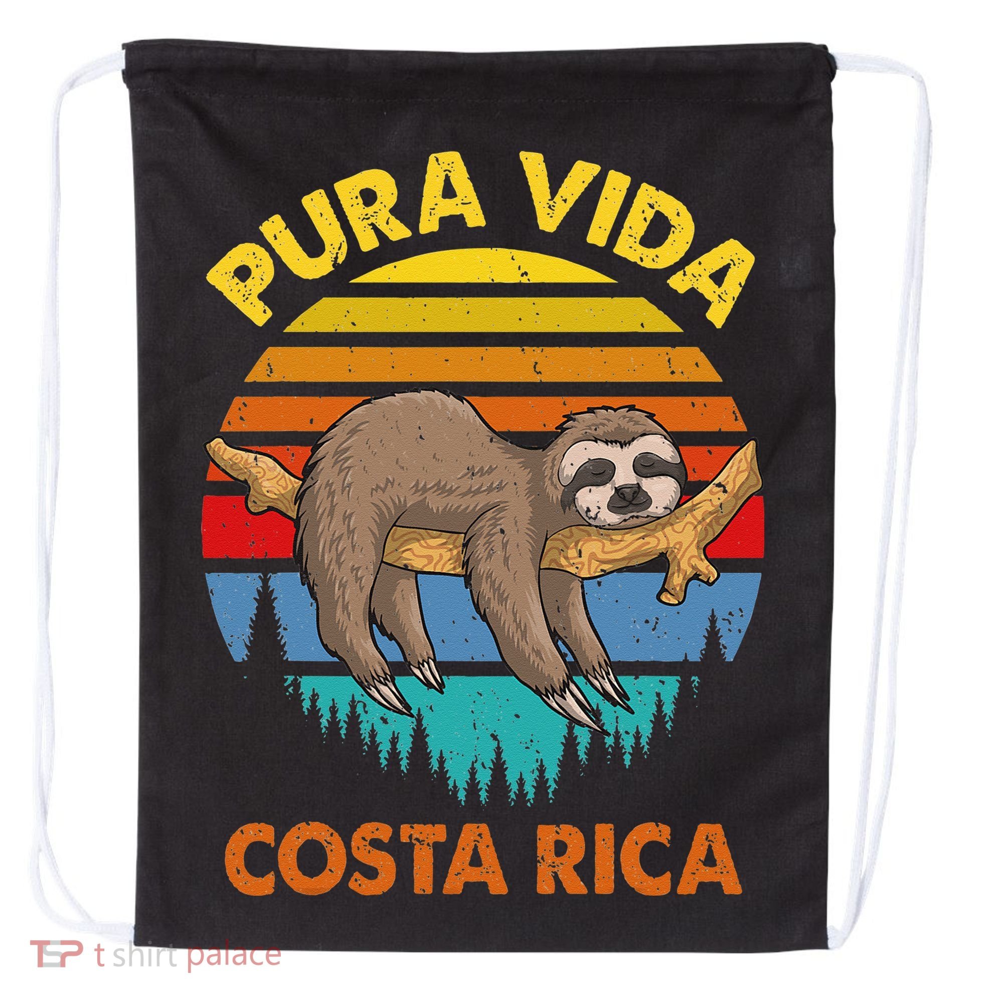 Costa Rica Pura Vida Sloth Drawstring Bag