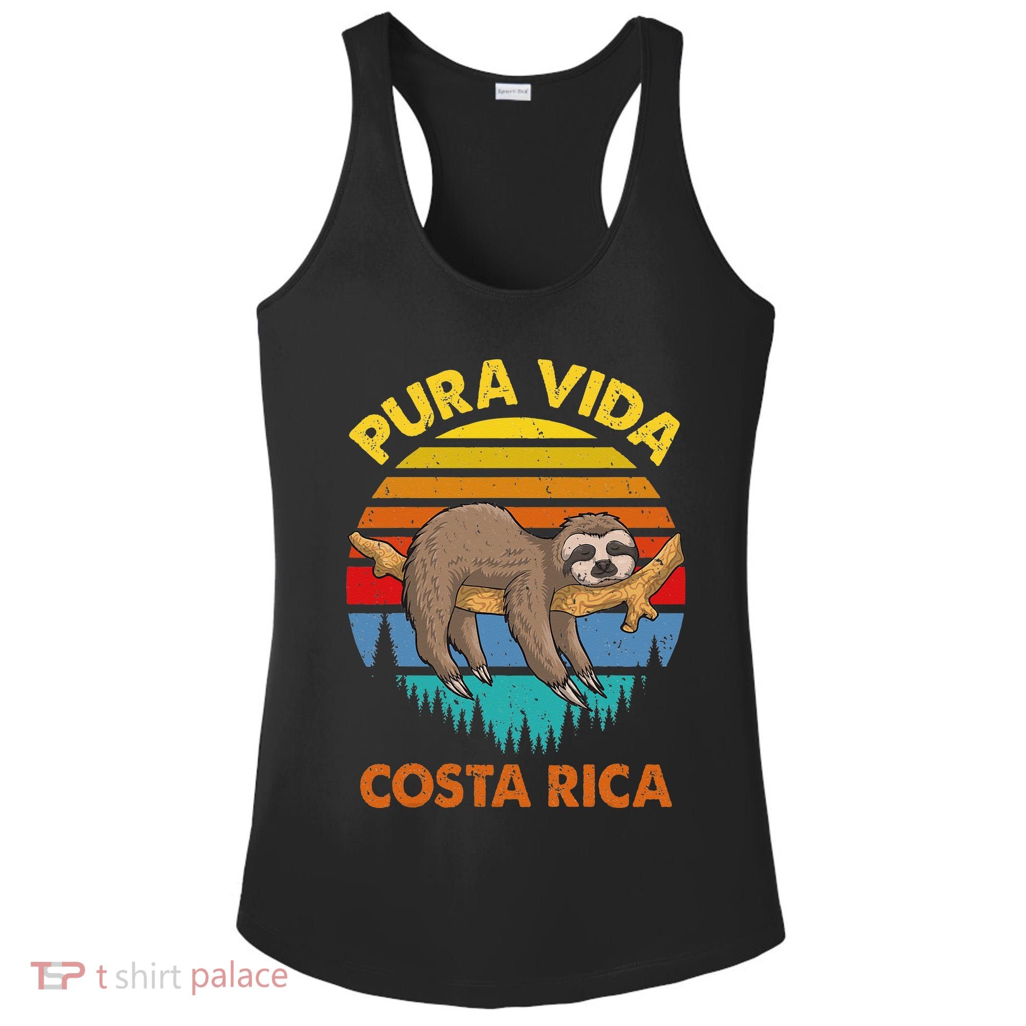 Costa Rica Pura Vida Sloth Ladies PosiCharge Competitor Racerback Tank