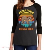 Costa Rica Pura Vida Sloth Women's Tri-Blend 3/4-Sleeve Raglan Shirt thumb 2
