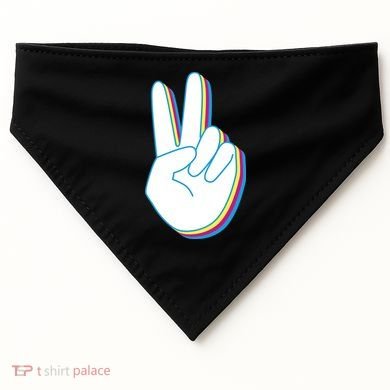 Colorful Retro Peace Sign USA-Made Doggie Bandana