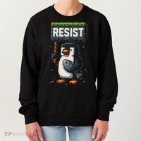 Cool Resist Penguin Funny Pixel Art Gamer Women's Sweatshirt thumb 0