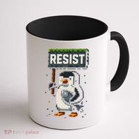 Cool Resist Penguin Funny Pixel Art Gamer Coffee Mug thumb 1