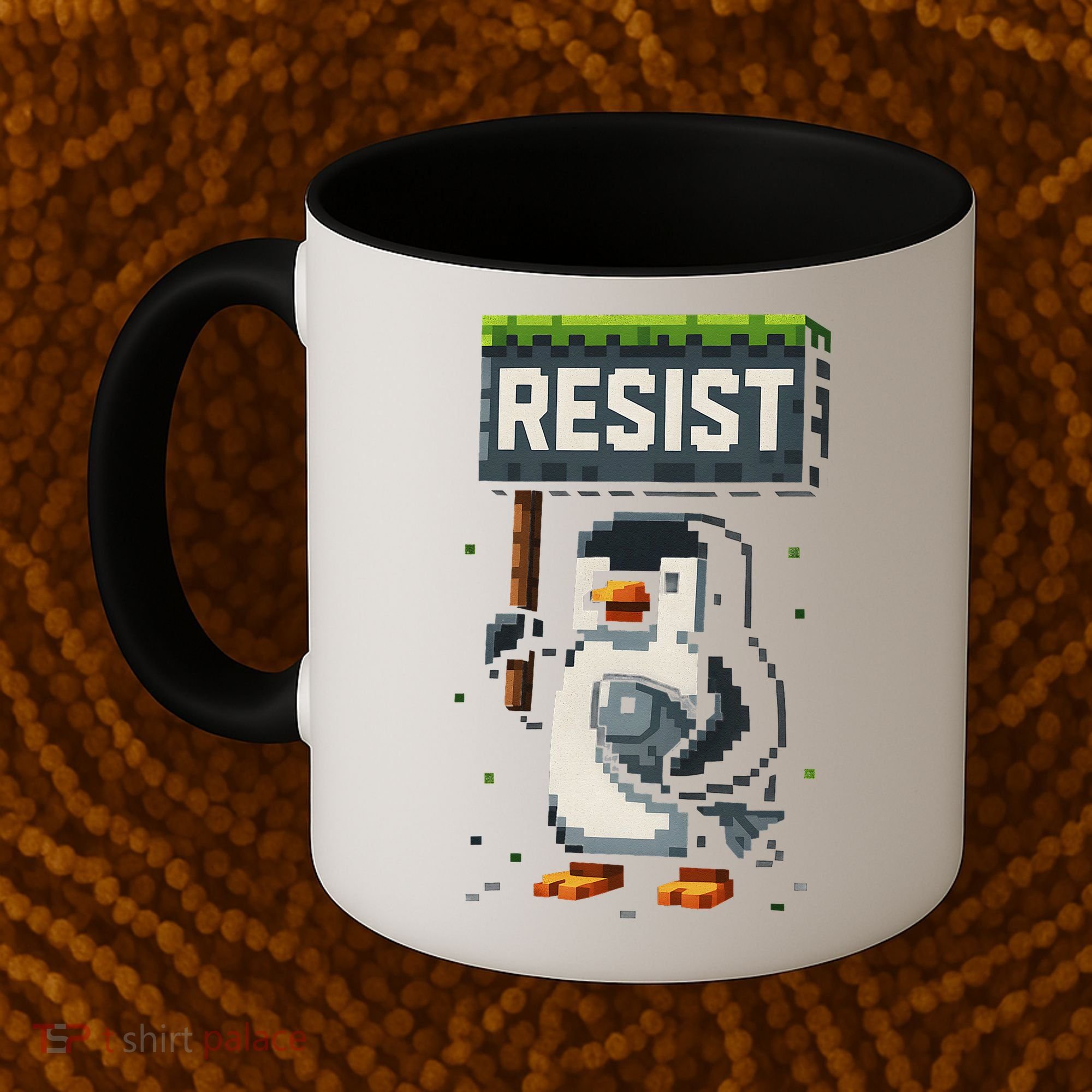 Cool Resist Penguin Funny Pixel Art Gamer Coffee Mug