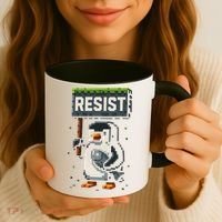 Cool Resist Penguin Funny Pixel Art Gamer Coffee Mug thumb 3
