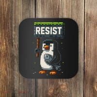 Cool Resist Penguin Funny Pixel Art Gamer Coaster thumb 0