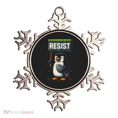 Cool Resist Penguin Funny Pixel Art Gamer Ornament