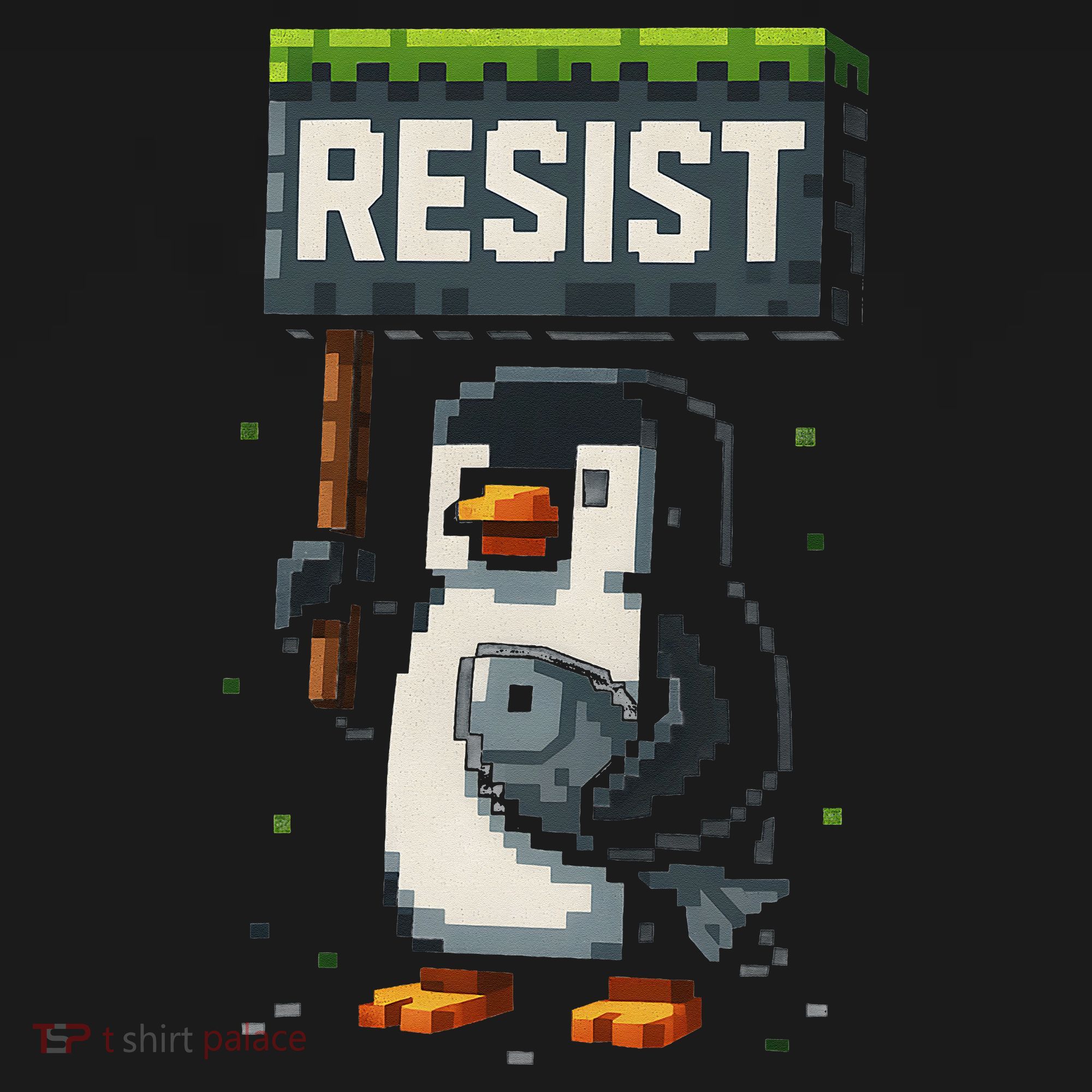 Cool Resist Penguin Funny Pixel Art Gamer Ornament