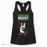 Cool Resist Penguin Funny Pixel Art Gamer Women's Tank Top thumb 0