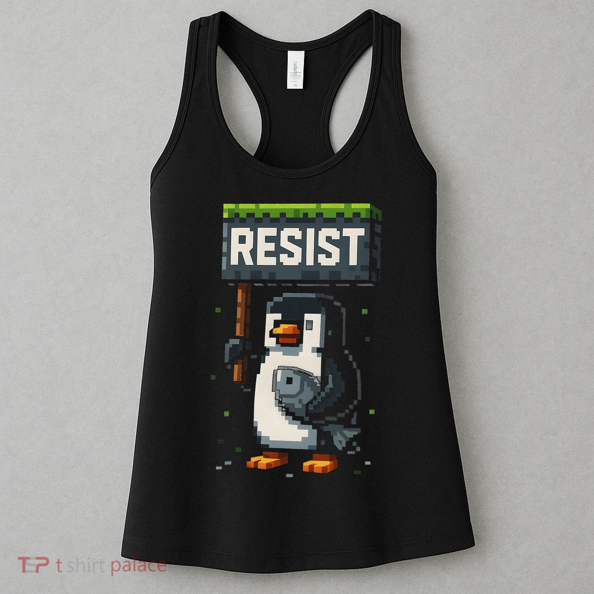 Cool Resist Penguin Funny Pixel Art Gamer Women's Tank Top