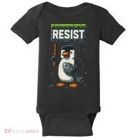Cool Resist Penguin Funny Pixel Art Gamer Baby Bodysuit thumb 0