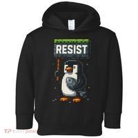 Cool Resist Penguin Funny Pixel Art Gamer Toddler Hoodie thumb 0