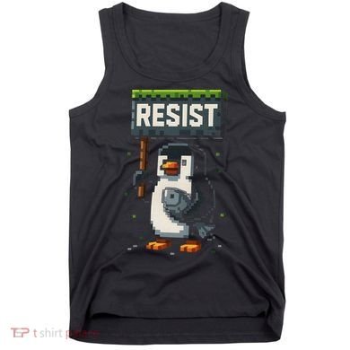 Cool Resist Penguin Funny Pixel Art Gamer Tank Top