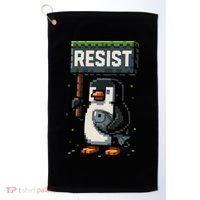 Cool Resist Penguin Funny Pixel Art Gamer Golf Towel thumb 0