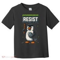 Cool Resist Penguin Funny Pixel Art Gamer Toddler T-Shirt thumb 0