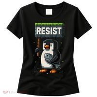 Cool Resist Penguin Funny Pixel Art Gamer Women's T-Shirt thumb 0
