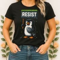 Cool Resist Penguin Funny Pixel Art Gamer Women's T-Shirt thumb 2