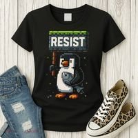 Cool Resist Penguin Funny Pixel Art Gamer Women's T-Shirt thumb 3