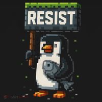 Cool Resist Penguin Funny Pixel Art Gamer Women's T-Shirt thumb 6