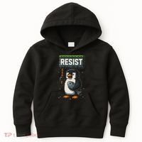 Cool Resist Penguin Funny Pixel Art Gamer Kids Hoodie thumb 0