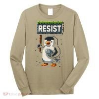 Cool Resist Penguin Funny Pixel Art Gamer Long Sleeve Shirt thumb 0