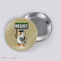 Cool Resist Penguin Funny Pixel Art Gamer Button thumb 0