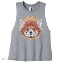 Cute Red Panda Leaf Petal Face Women's Racerback Cropped Tank thumb 0