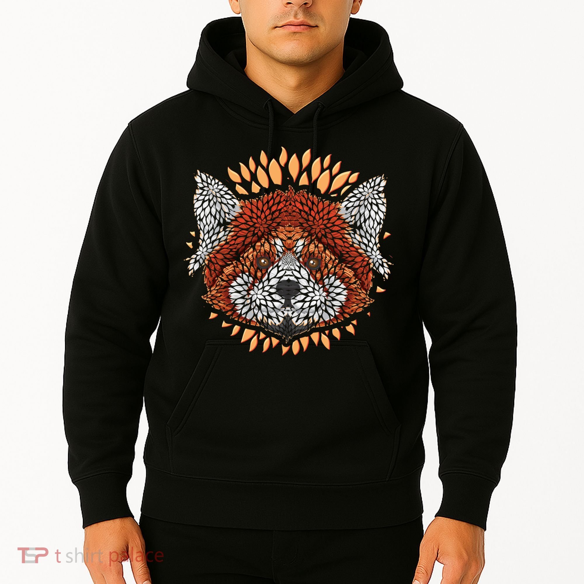 Cute Red Panda Leaf Petal Face Hoodie