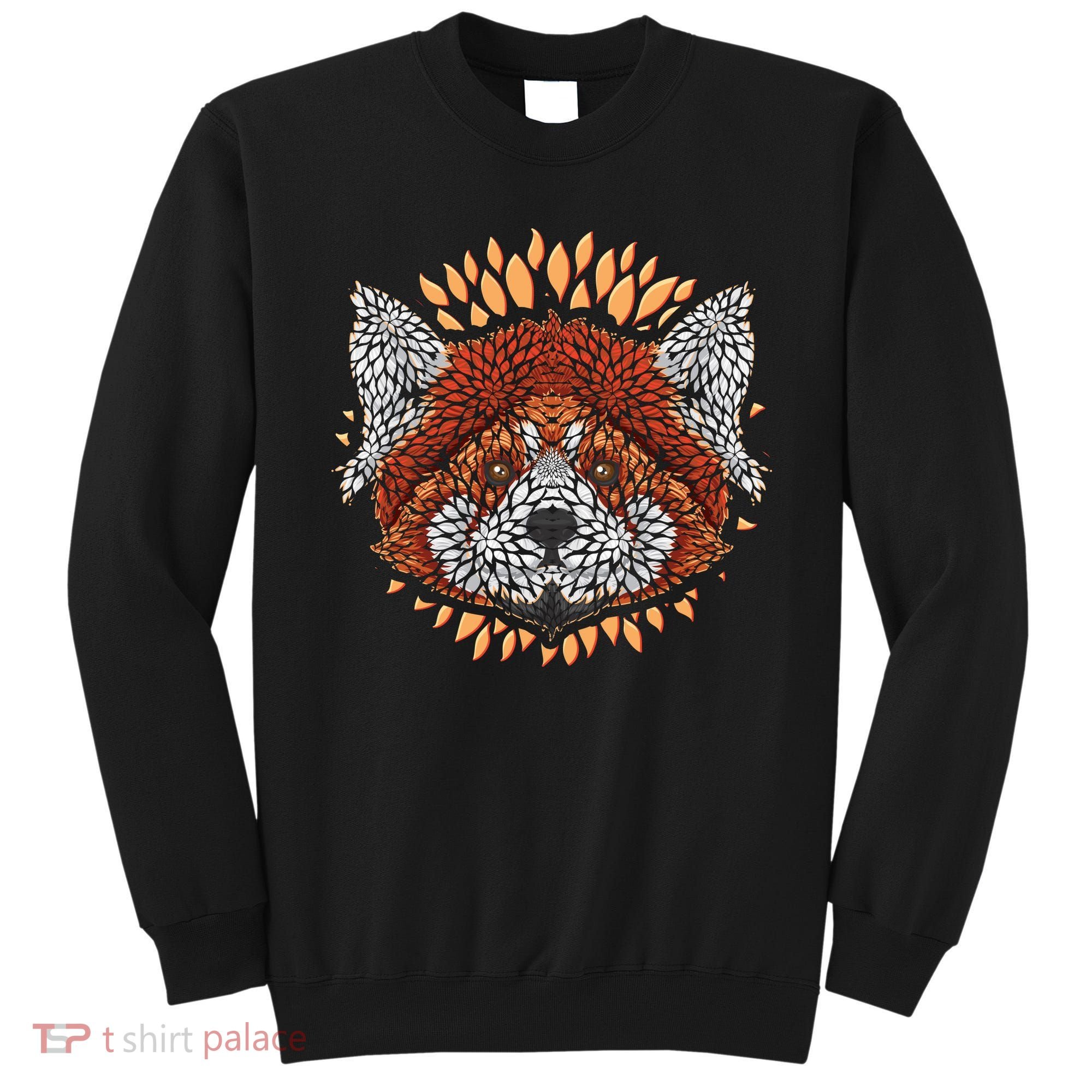 Cute Red Panda Leaf Petal Face Sweatshirt