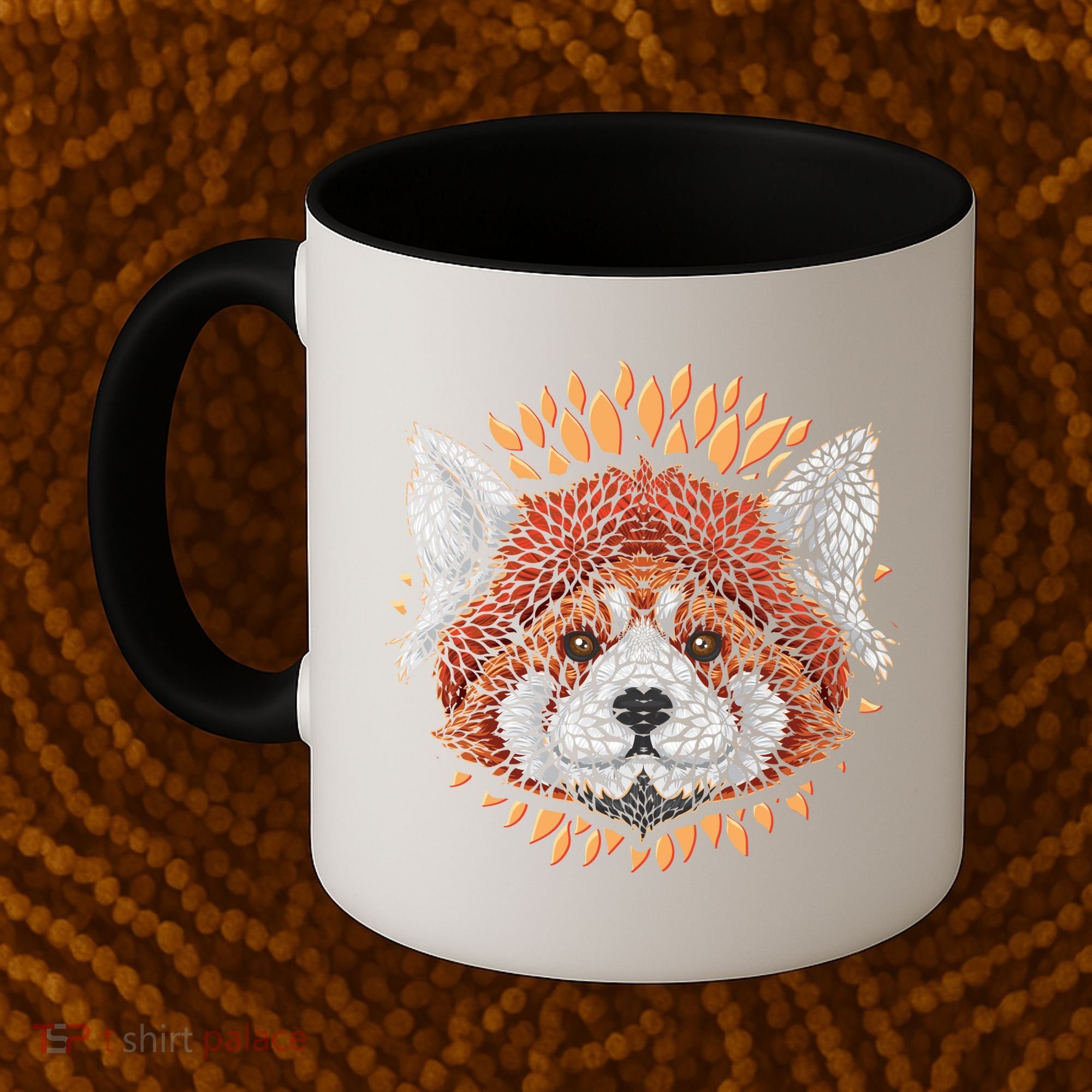 Cute Red Panda Leaf Petal Face Coffee Mug