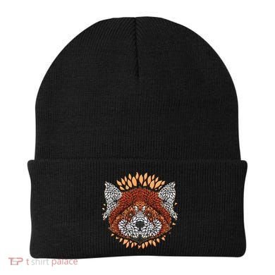 Cute Red Panda Leaf Petal Face Beanie