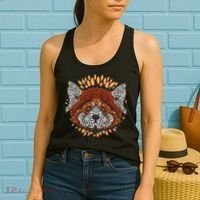 Cute Red Panda Leaf Petal Face Women's Tank Top thumb 2